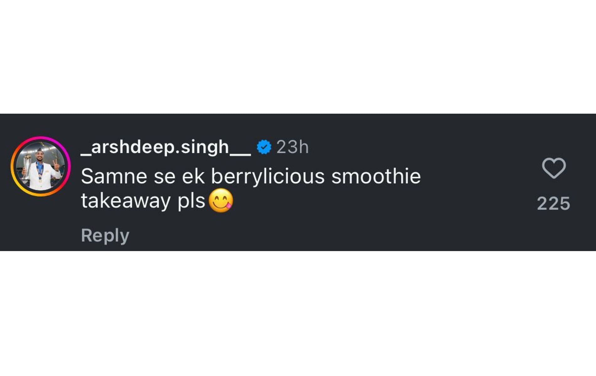 Screenshot of Arshdeep Singh's comment.